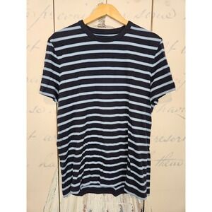 Taylor Stitch Organic Cotton Striped Short Sleeve T-Shirt Navy Blue Size 42 (L)
